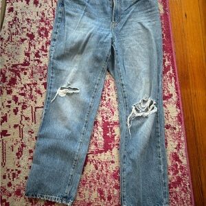Garage Blue Straight Distressed Jeans